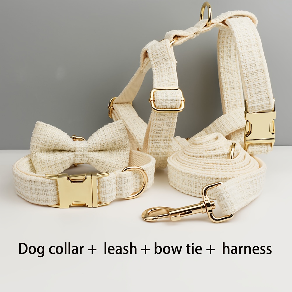TEMU Of 2pcs/4pcs Options , Custom-designed Dog Collars, Leashes, Belts, And Bowtie Pet Accessories, Free Engraving For Personalized Dog Collars, And