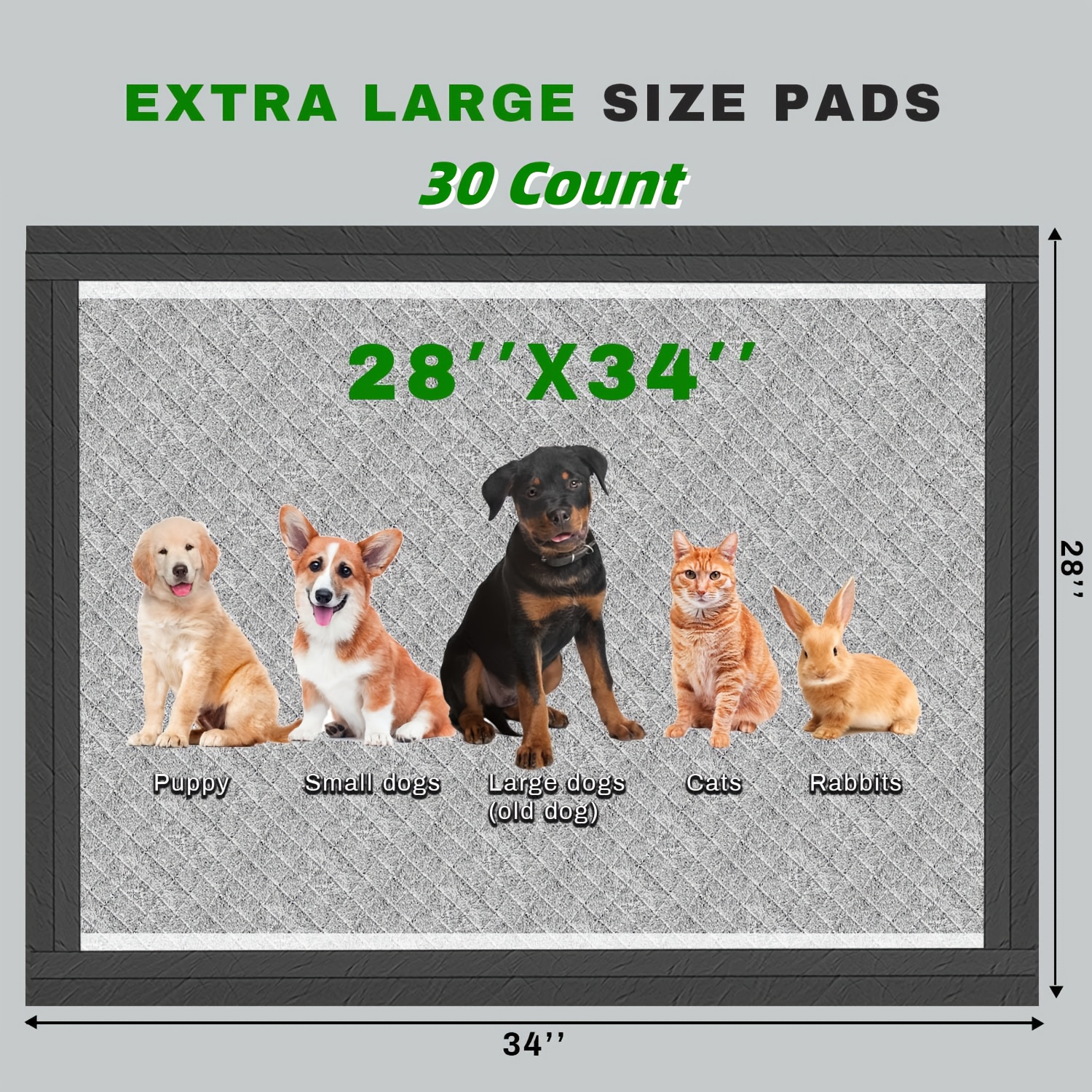 Image of Dogs Pee Pads 71x85cm With Activated Carbon Extra Large Extra Thick Super Absorbent 100% Leakproof Spill-proof Edge Puppy Training Pad For Homes Cars Camping, For Young/adult/senior Dogs&cats& Animals