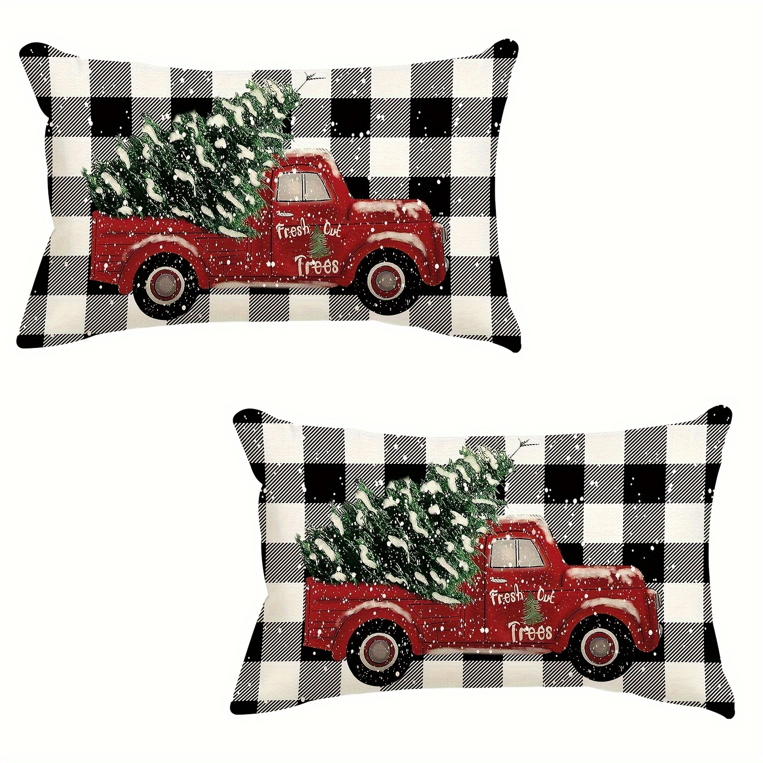 

2pcs Christmas Tree Truck , 20x12 - Zippered Cushion For Sofa & Bedroom Decor, Washable, Contemporary , For &