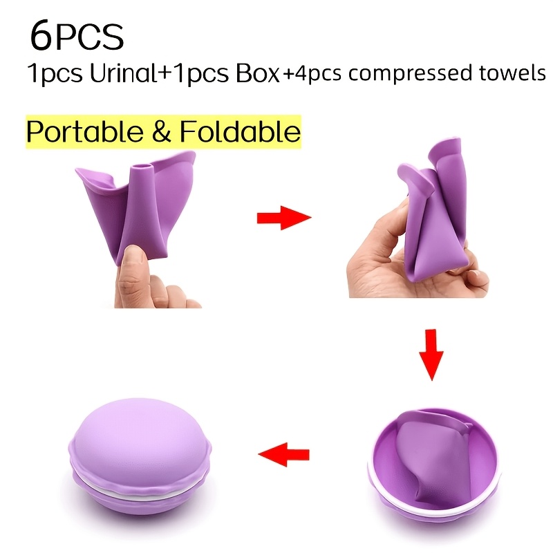 6pcs Set Women's Portable Silicone Foldable Urinal