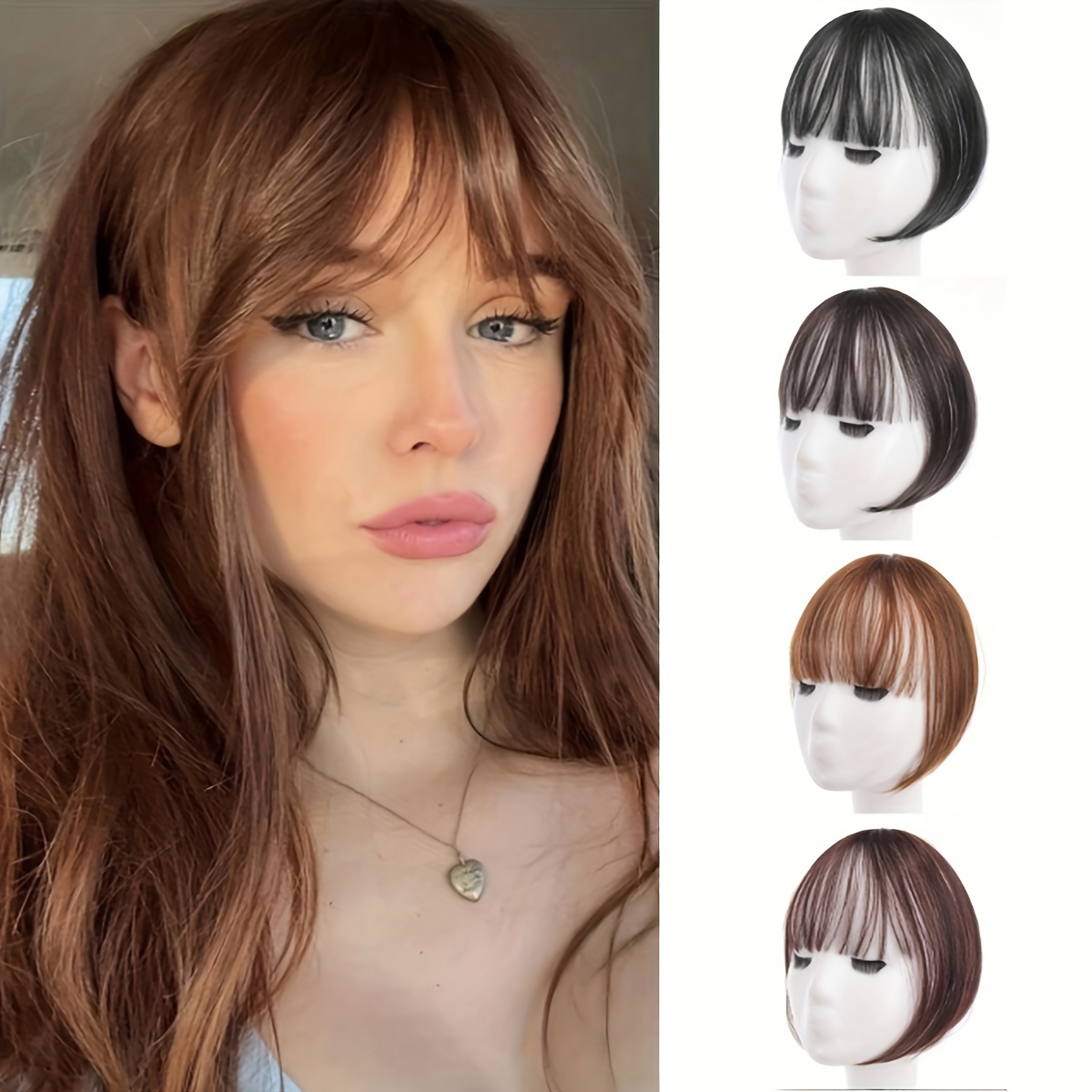 

Chic French-inspired Bangs Clip-in Hairpiece For Women - , Straight Synthetic Fiber