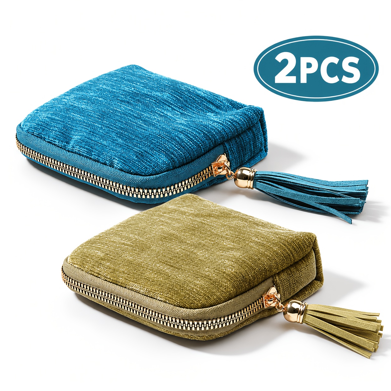 TEMU 2 Velvet Jewelry Storage Boxes With Tassel Zipper Pouches, Portable Travel Jewelry Organizer Bags For Earrings, Rings, And Necklaces, Gift For