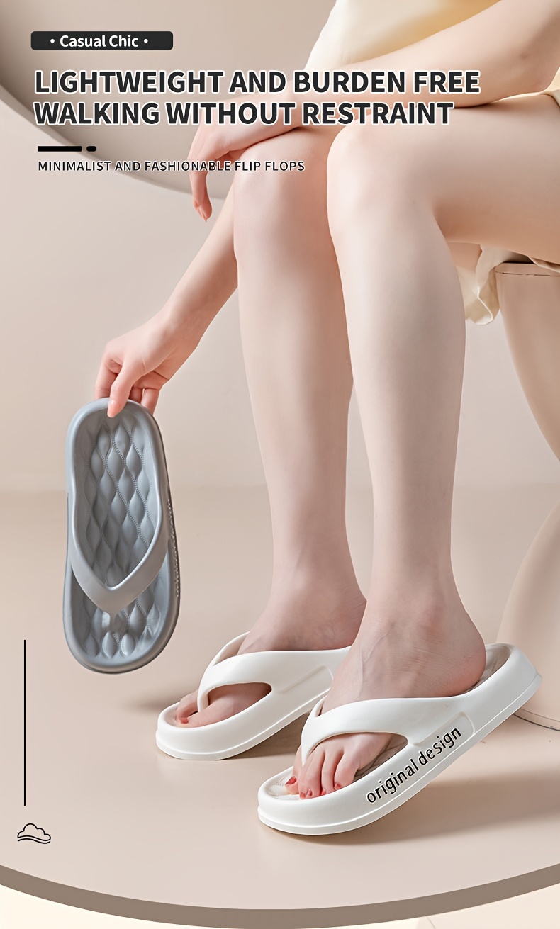 Simple Letter Print Flip Flops, Casual Clip Toe Summer Shoes, Comfortable Indoor Home Slides