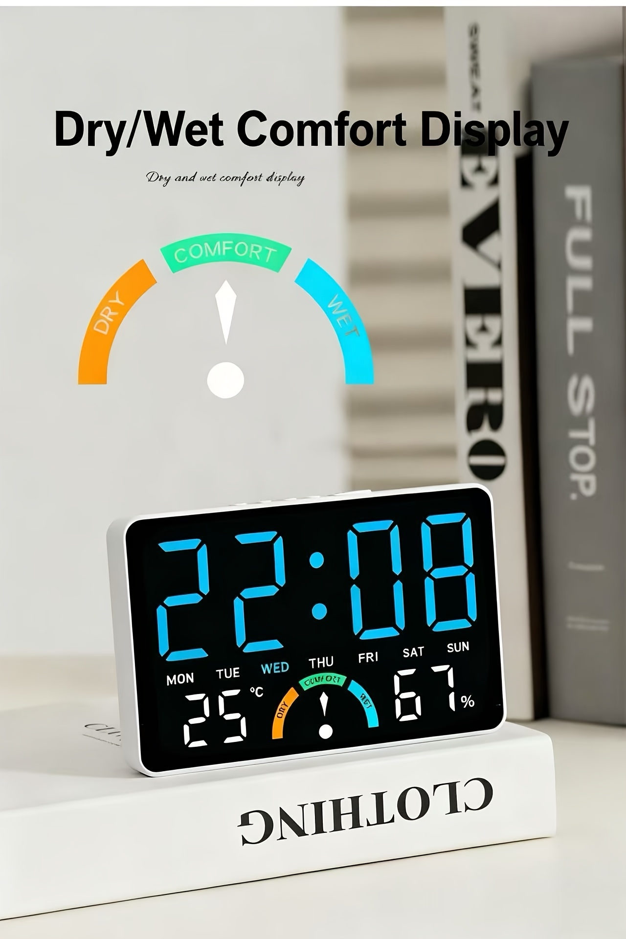 Home Temperature And Humidity LED Electronic Clock, Easy Large Screen Wall-Mounted And Standing Dual-Use Clock, Multifunctional Bedside Alarm Clock, Temperature Dry Wet Comfort Display Clock