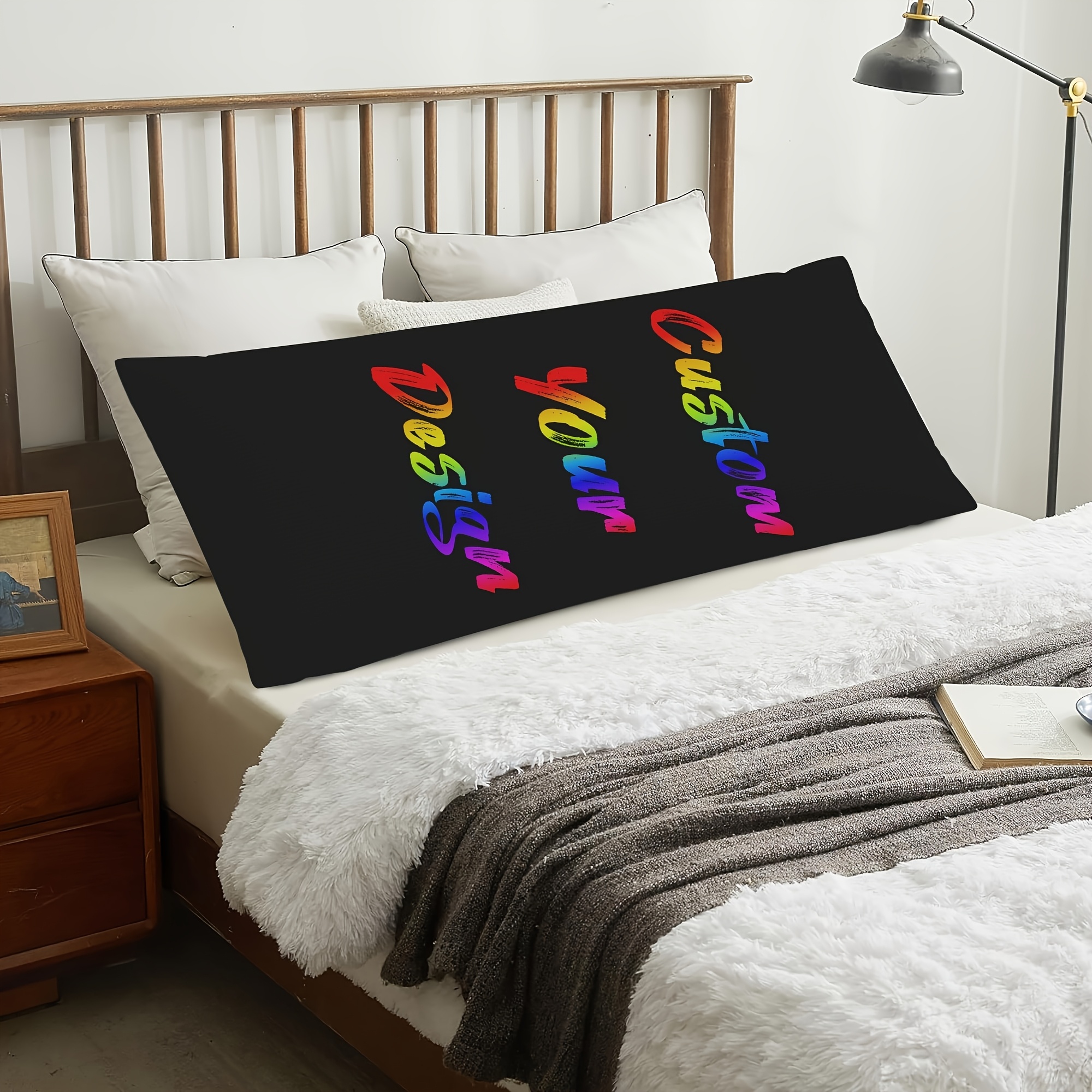 TEMU 1pc Customizable Personalized One-sided Long Pillowcase, Suitable For Home Decoration, Couples, Valentine's Day, Christmas, Thanksgiving, New