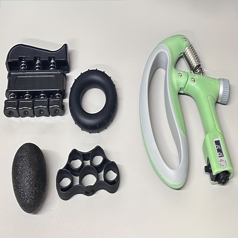 a set of 5 mechanical counting grip strengtheners ranging from 10 100kg designed for professional hand strengthening training with adjustable   this finger trainer enhances muscle coordination and increases hand strength its portable and   making it an ideal gift for   during christmas new year spring festival and labor day it operates without batteries and is suitable for all ages as home exercise Product details 0