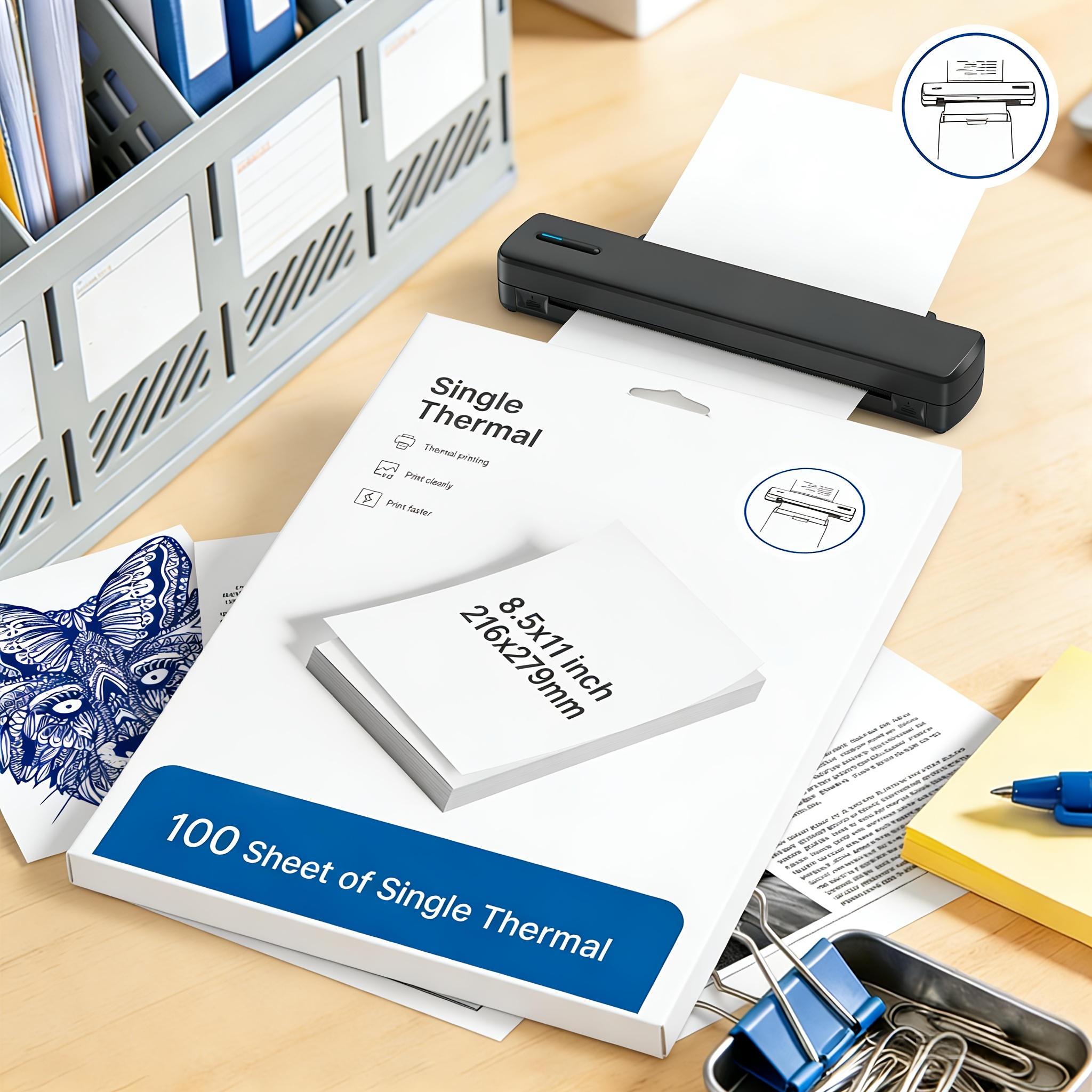 item picture D810 Thermal Print Paper, 100/200 Sheets, US Letter Size, Suitable for D810 Thermal Printers, Dimensions 21.59X27.94 cm, 1 Pack