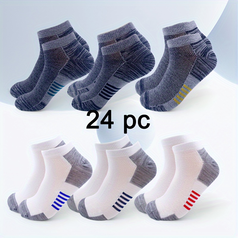 

24 Pairs Of Men's Stylish Summer Ankle Socks - Lightweight, Breathable, And Comfortable For Both Dress And Casual Wear