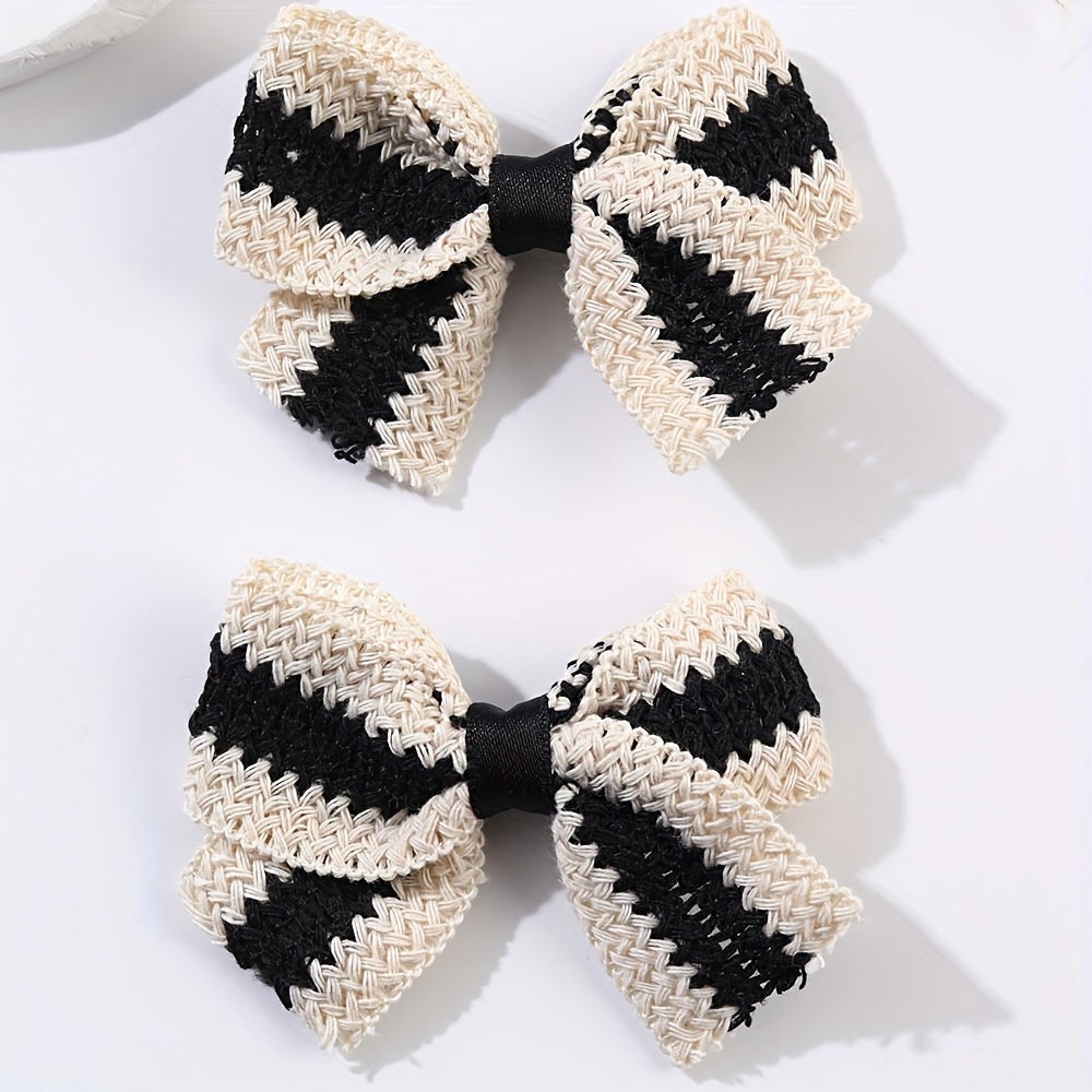 Image of 2pcs Minimalist Weave Bow Hair Clips For S Delicate Fabric Polyester Barrettes Stylish Hair Accessories For S Hair Accessories Gifts Daily And Casual