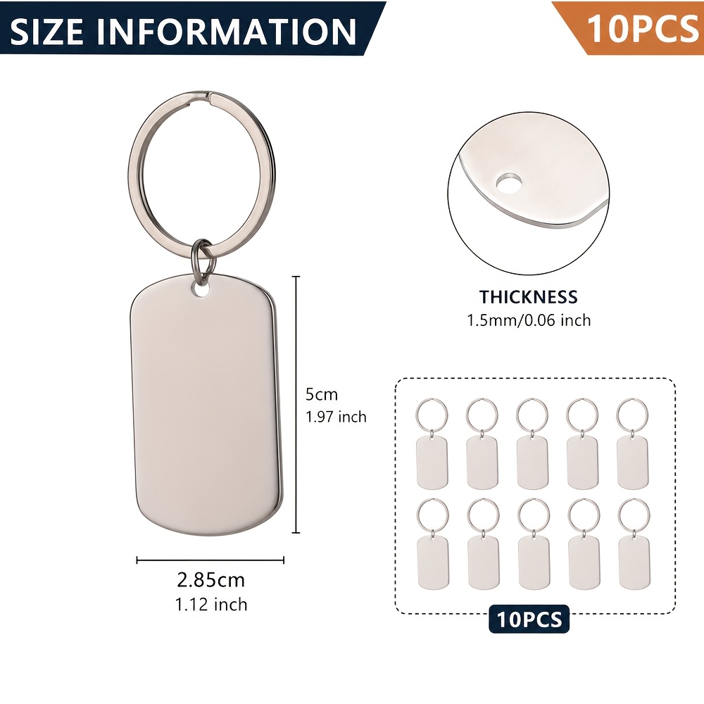 TEMU 10 Stainless Tag Keychains, Easy Metal Key Rings, Durable Key Tags, Multifunctional Keychain Set, Suitable For Personal Use Or As A Gift (