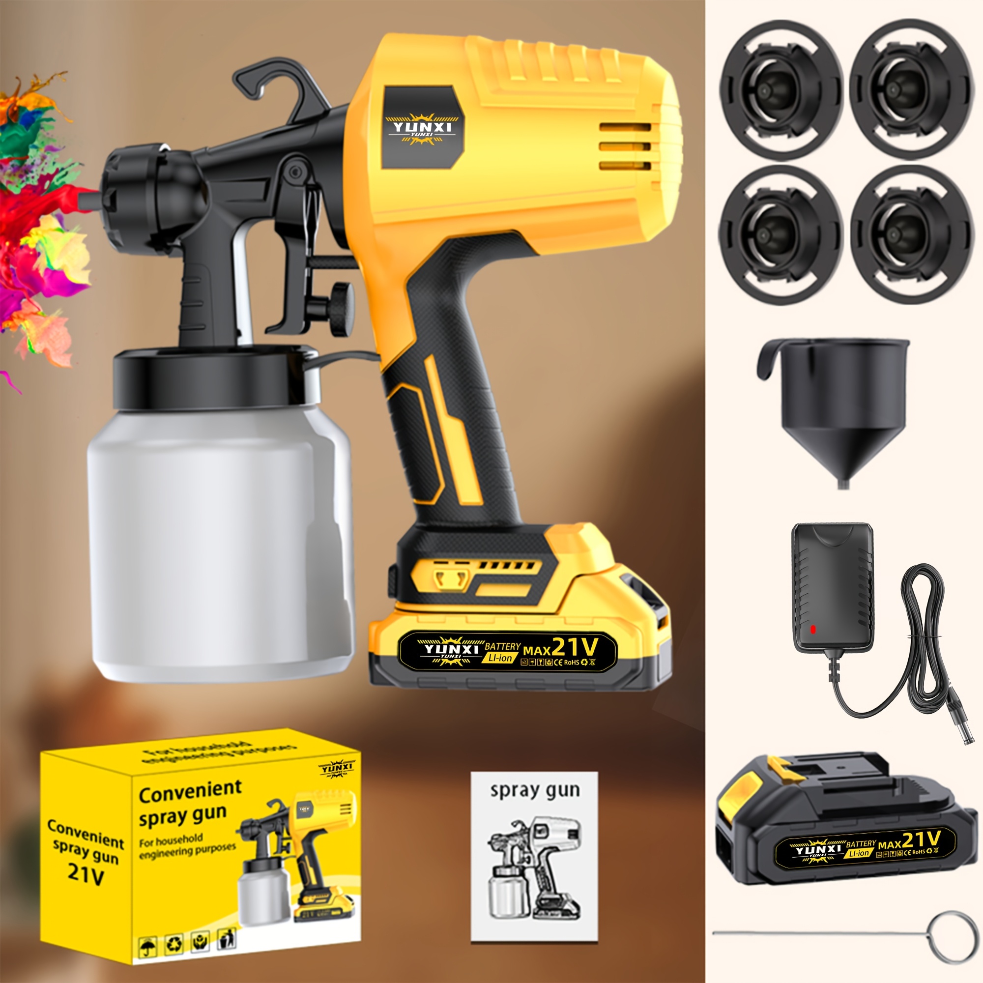 TEMU New Wireless Electric Spray Gun - Spray Gun, Optional Accessories,equipped With Multiple Components For , Sturdy Plastic Structure, Perfect Gift