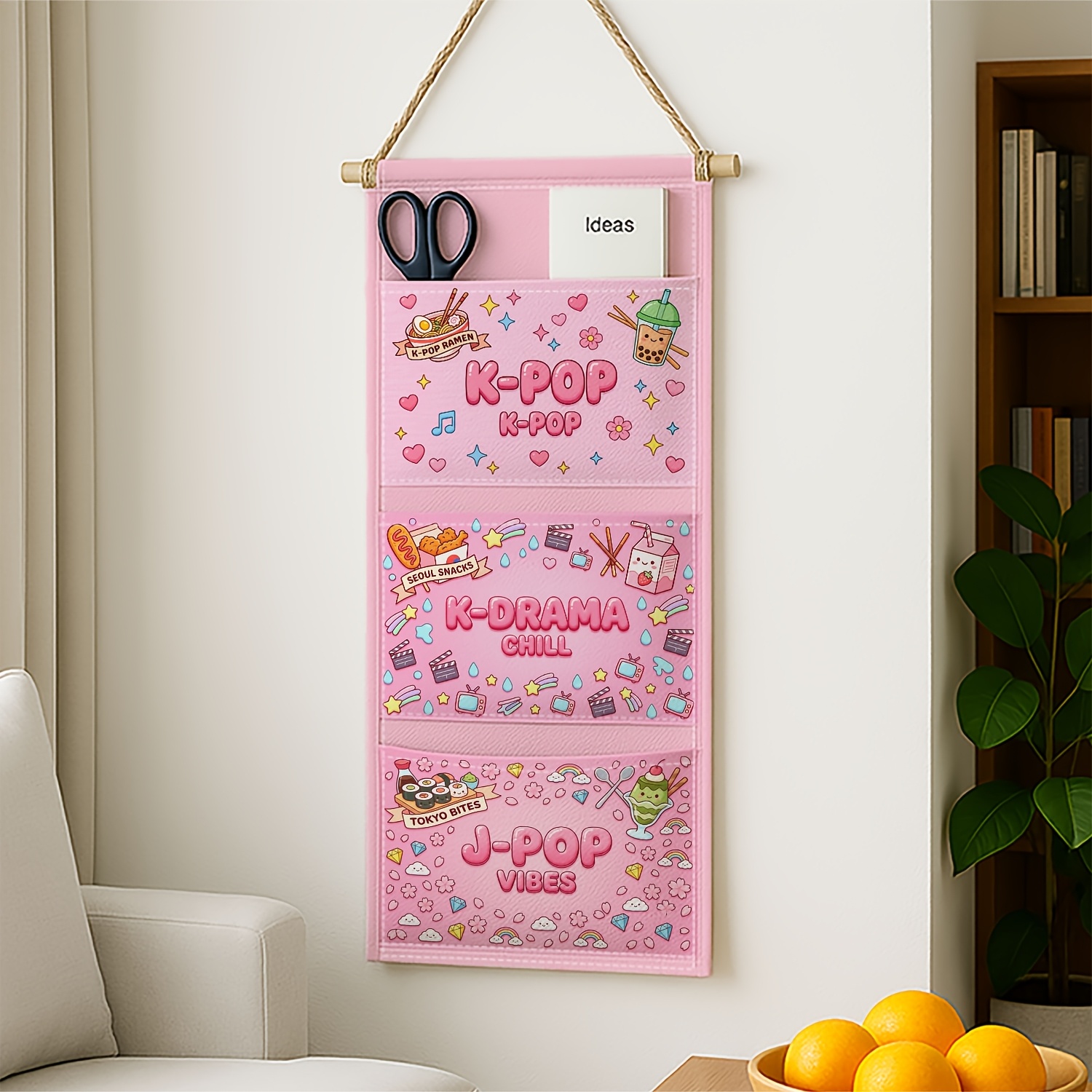 TEMU 1pc Wall-mounted Storage Bag With Multiple Compartments Modern Pop Art Kpop Kdrama Snack For Bedroom Organization Dorm Decor And Home Decor