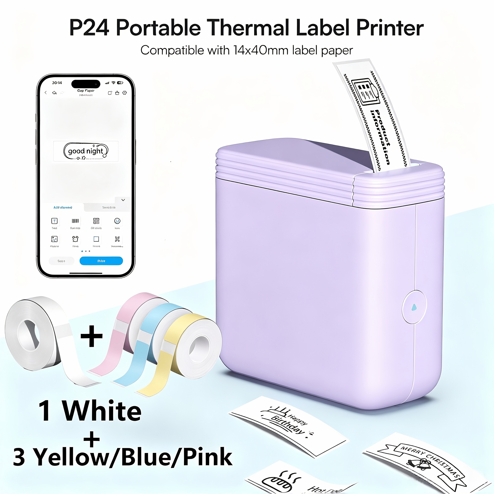 TEMU Mini Label Maker Machine With 1 Roll Label Paper, Wireless Thermal Mini Label Makers With Built-in Cutter And Multiple Templates, Portable