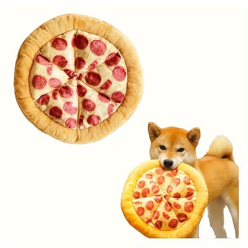 

Plush Dog Toy - Squeaky Chew Toy With Interactive Features, Soft Polyester, Ideal For All Breeds - Real Pizza Slice Design, Pizza Toy