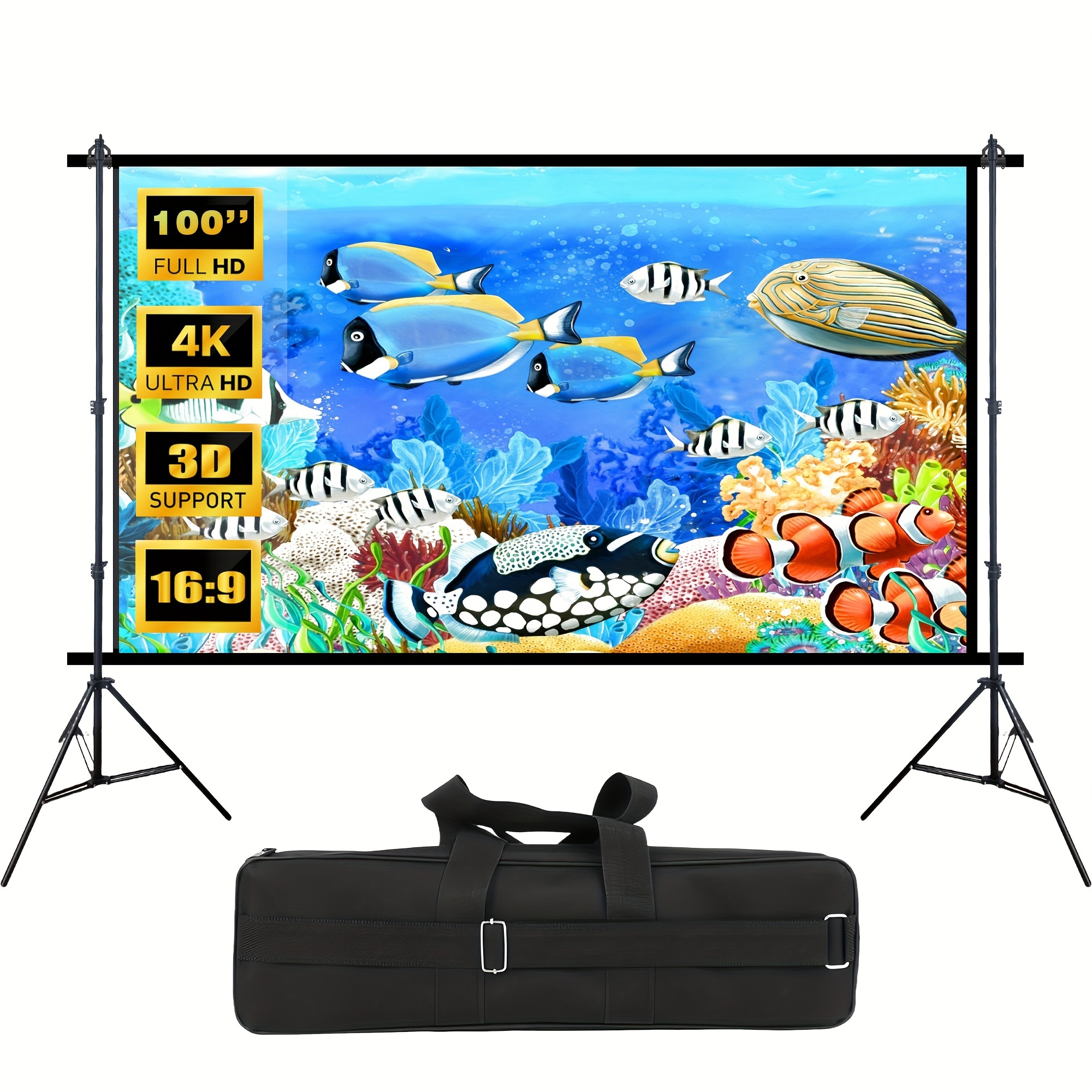 

-inch Venircool Portable Projector Screen With Foldable Stand And Carry Bag - 4k , Vibrant Underwater Scene, Ideal For Indoor/outdoor Home Theater And Travel