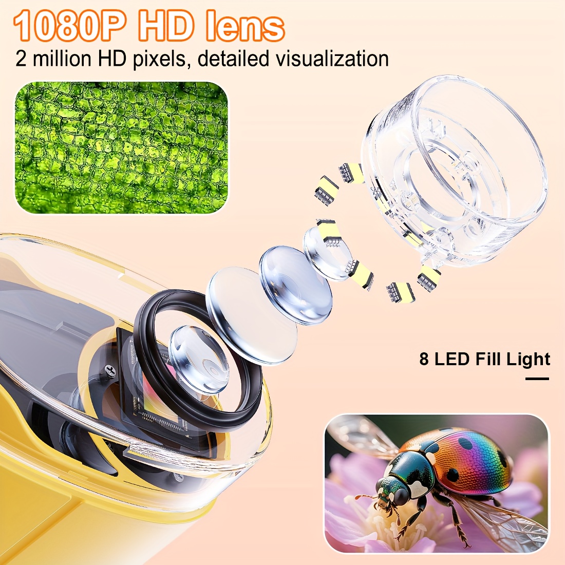  usb microscope 2 4 inch ips screen handheld digital microscope back to school gift high definition pocket portable mini kids microscope camera compatible with pc cute science educational suitable for children and students aged 3 christmas and birthday present Product details 4