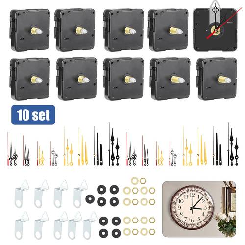 10 sets quartz clock movement repair replacement kit with 16 pairs multiple hands types diy wall clock mechanism parts easy assembly