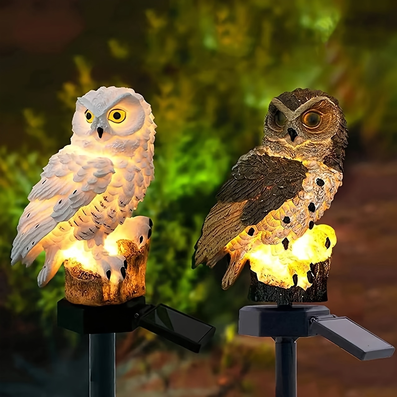 

1pc Owl Solar Garden Lights, Led Outdoor Stake Lighting, Decorative Lawn Ornament For Bird Deterrence, Plastic Material