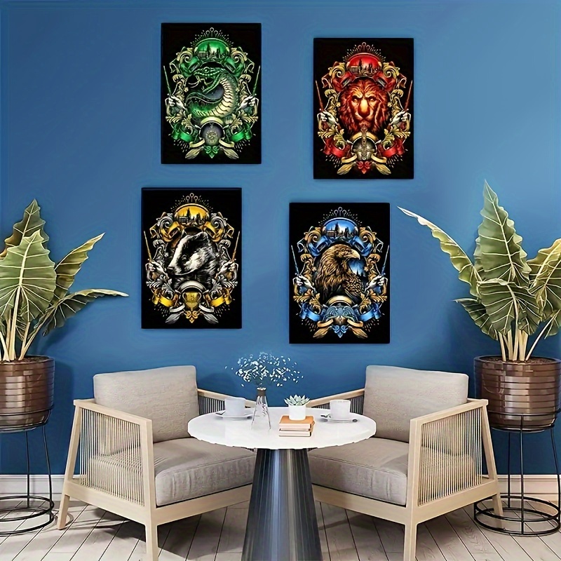 

4pcs Set Art Diamond Art Painting 5d Diy Animal Token Set Combination Frameless Home Decoration Gift Painting 30 X 40 Cm/11.8 X 15.7 Inches