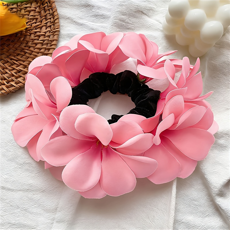 Image of 1pc Flower Hair Tie Large Hair Tie Female, Full Of High-end Feeling, Versatile Hair Rope, Autumn Day Tie Ball Head Temperament Artifact, Easy And Exquisite Hair Rope Hair Additions