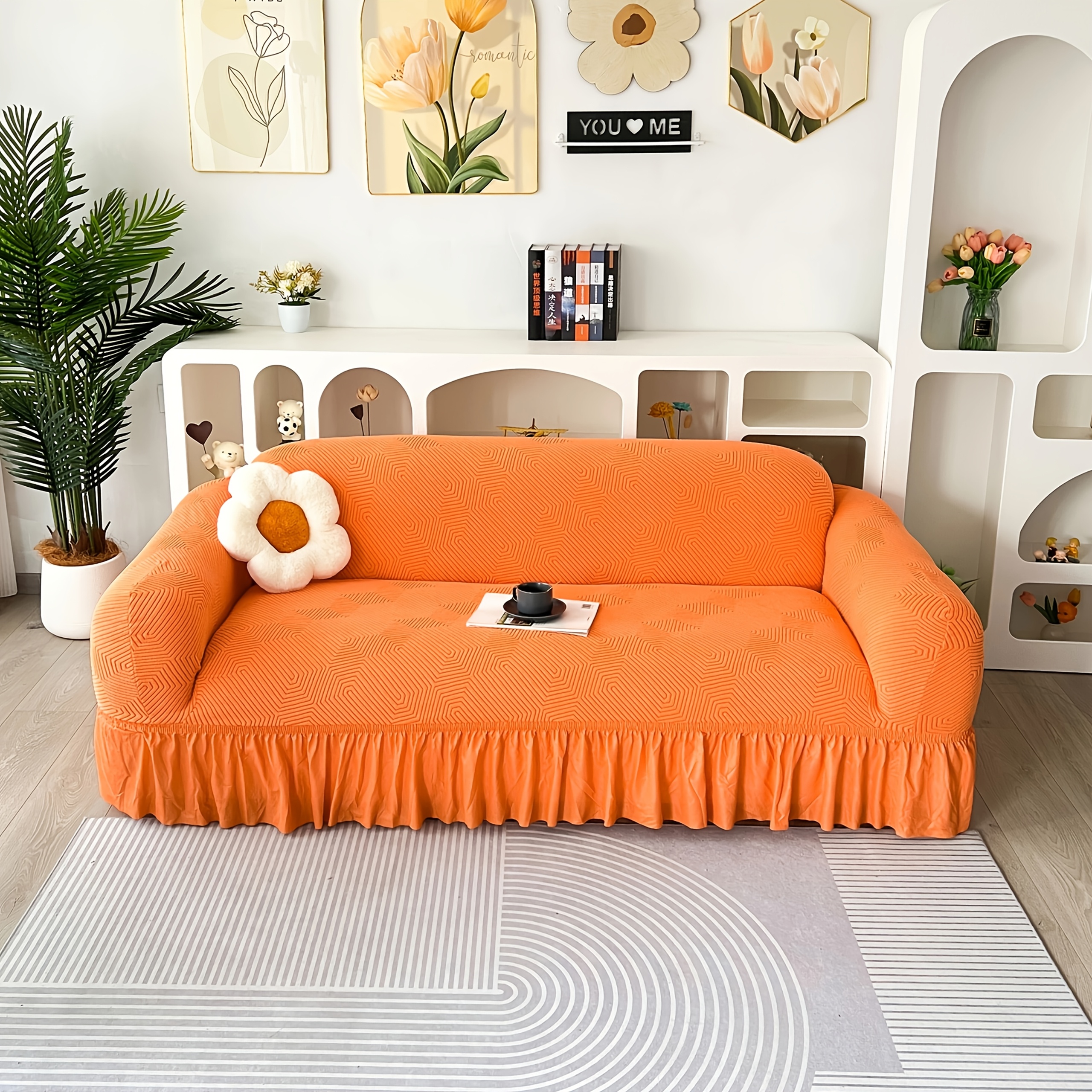 bohemian lace orange sofa flannel upholstery Temu Mauritius