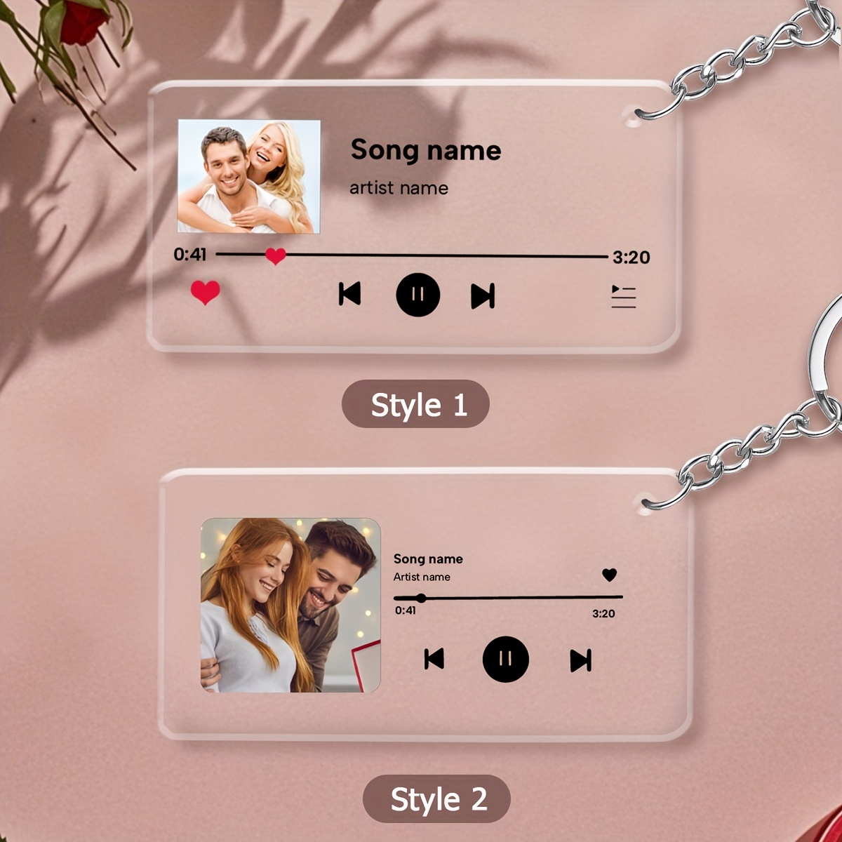 Valentine's Day Anniversary Custom Music Code Keychain Personalized Song Shiny Keychain Memorial Gifts