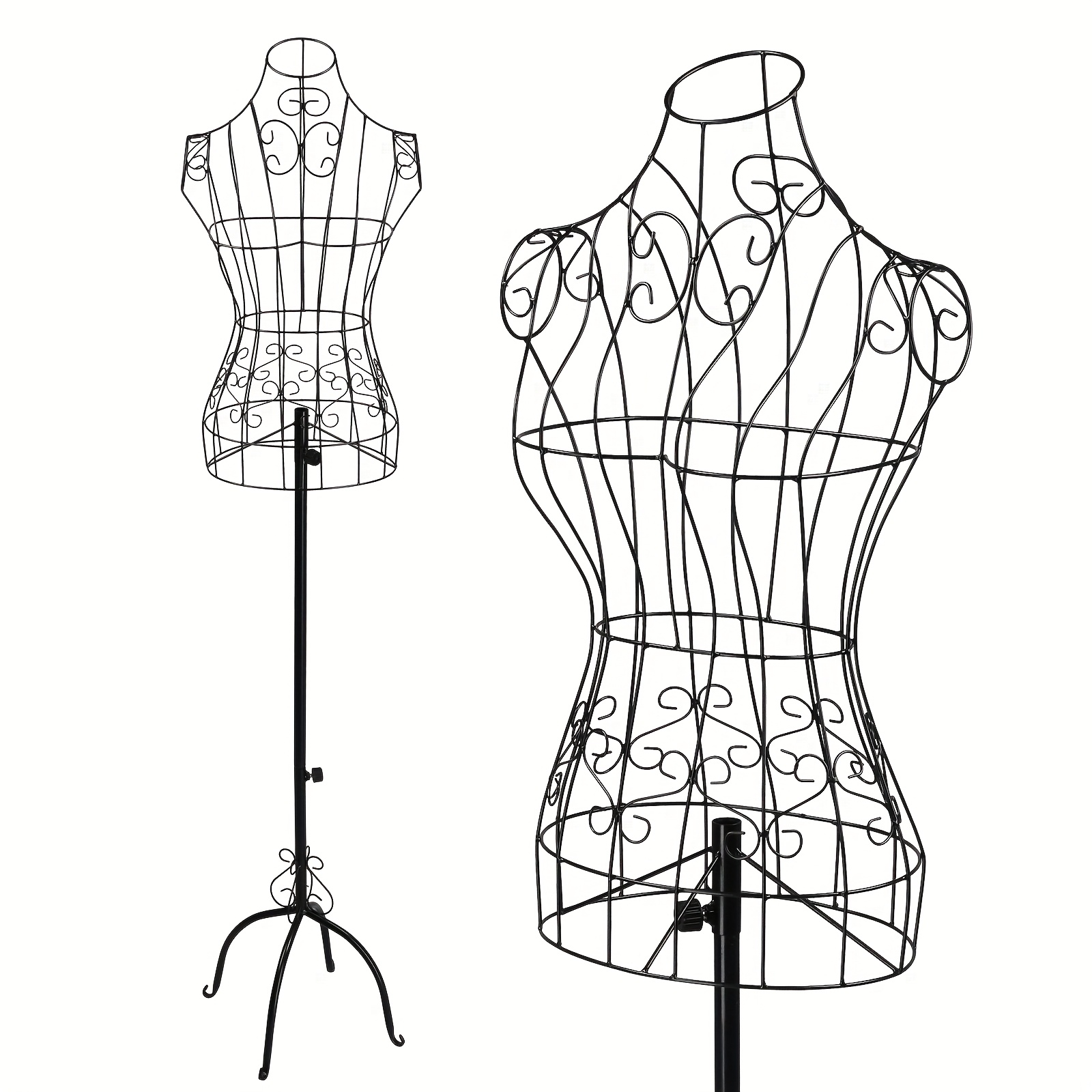 TEMU Bonnlo Female Wire Dress Form, Vintage Mannequin Body Adjustable Height For Home Decor Display