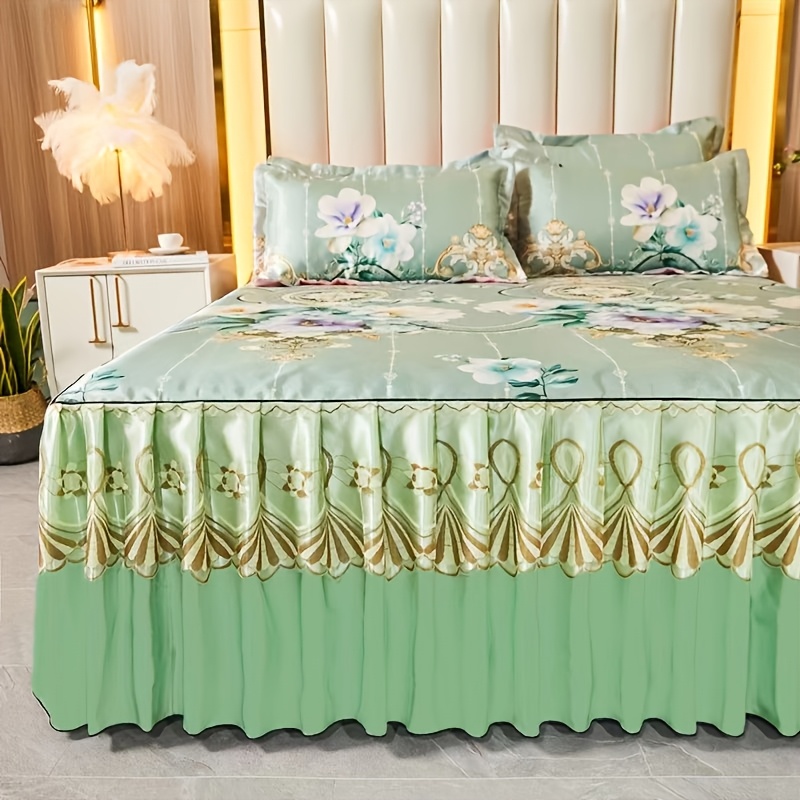 

Parure de lit florale haut de gamme pour ou , comprenant un tapis confortable et , une jupe de lit et taies d'oreiller.