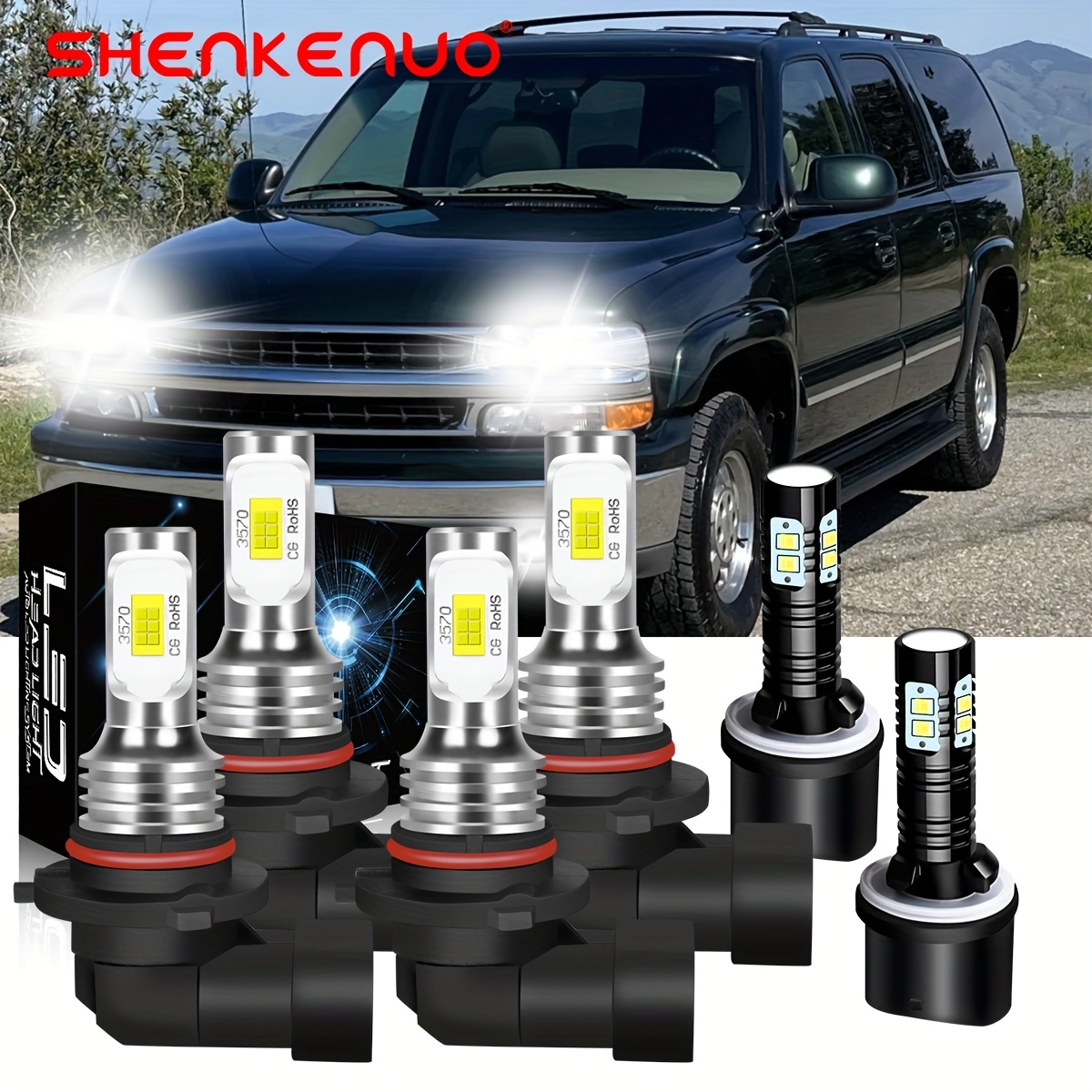TEMU For 2000-2006 2001-06 6x Led Headlight Fog Light Bulbs Kit