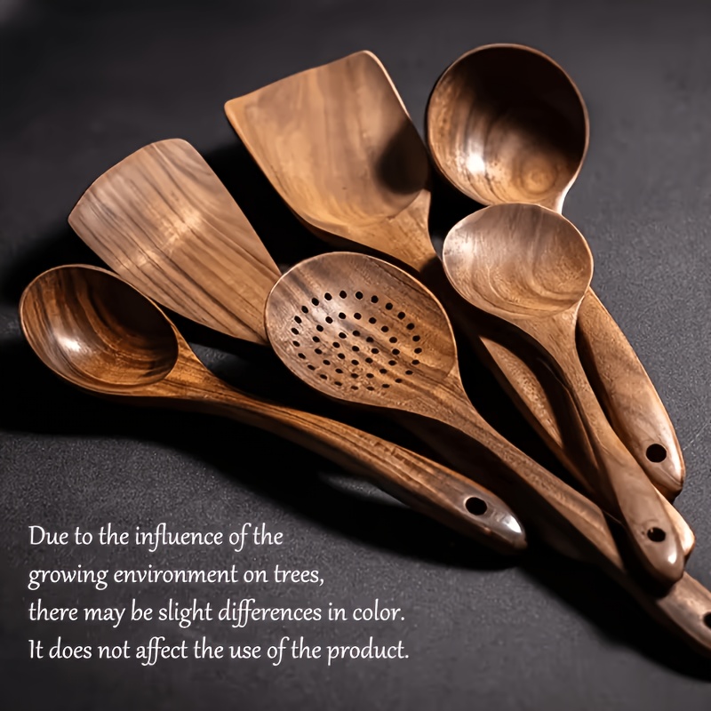 TEMU Wooden Cooking Spoons, A Total Of 6 Practical Household Kitchen Tools