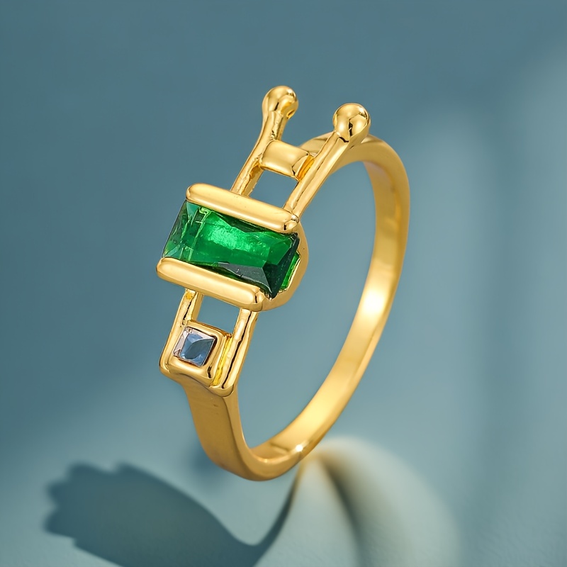 

Chic Green Gemstone Ring - Alloy, Fashion- Accessory