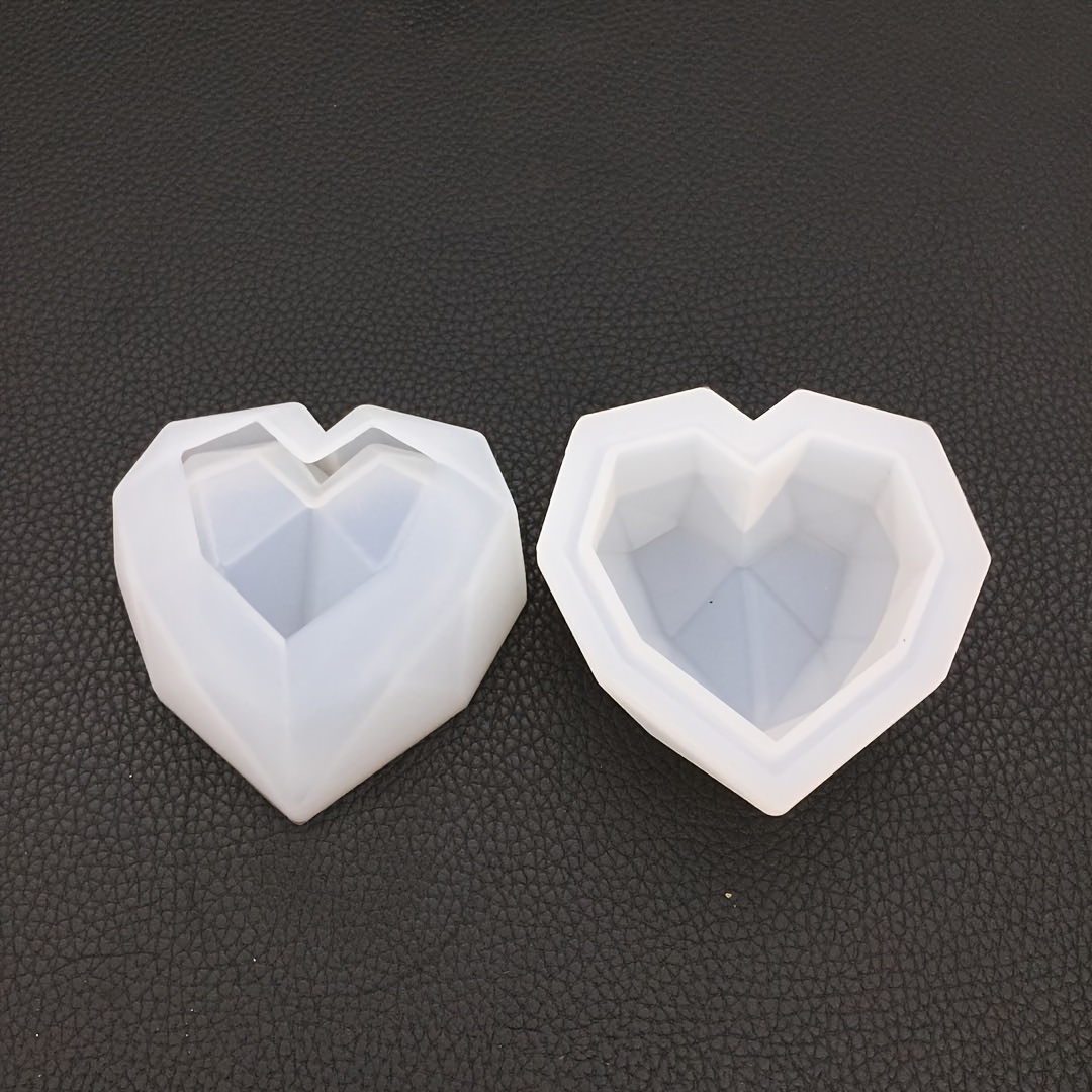 Image of 2pcs/set Heart Storage Box Silicone Mold, Plaster Mold, Heart Storage Box, Silicone Jewelry Box Mold For Plaster, Concrete, Cement, Clay Container Mold, Heart Silicone Mold