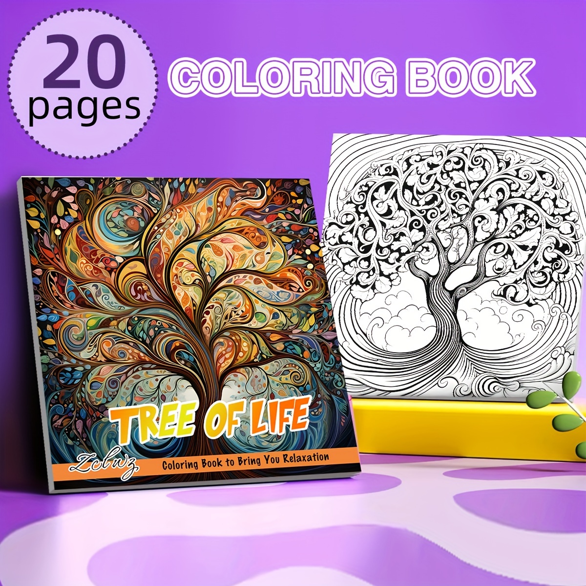 

Zclwz Tree Of Life Coloring Book For Adults - Artistic Sketchbook With 20 Pages - Mindfulness And Relaxation Drawing Book For 14+ - Ideal Gift , Family, And Couples