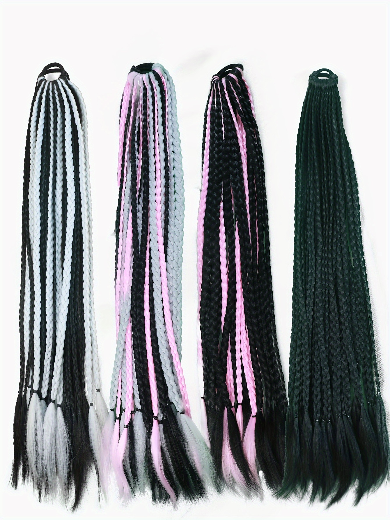 y2  colorful braided hair extensions with elastic bands 24 synthetic ponytail for   for street   festivals details 2