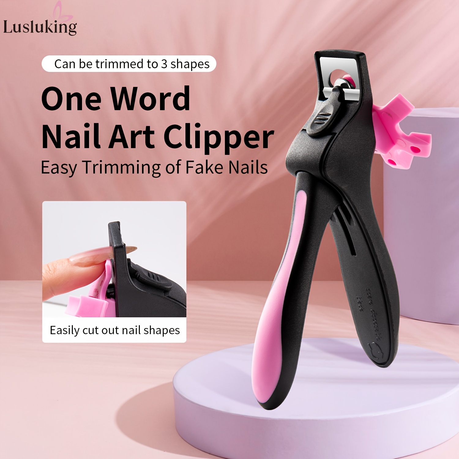 

Lusluking Professional Acrylic Nail Clippers, 1pc Stainless Steel Adjustable Nail Art Clipper For Precise Trimming Of Fake Nails, Ergonomic Handle, Alcohol-free - Ideal For Salon And Home Manicure