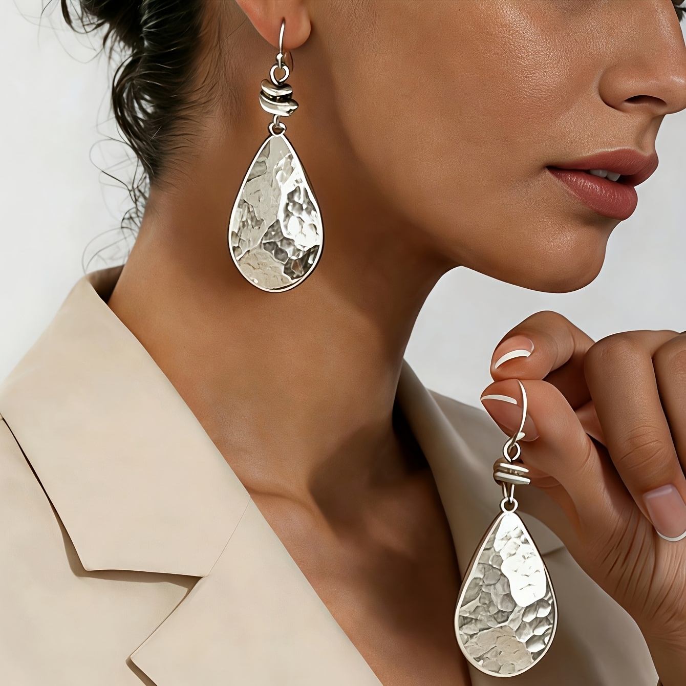 TEMU 1 Pair Trendy Retro Style Water Drop Pendant Earrings, Bohemian Style, Suitable For Women' Wear And Parties, Additions