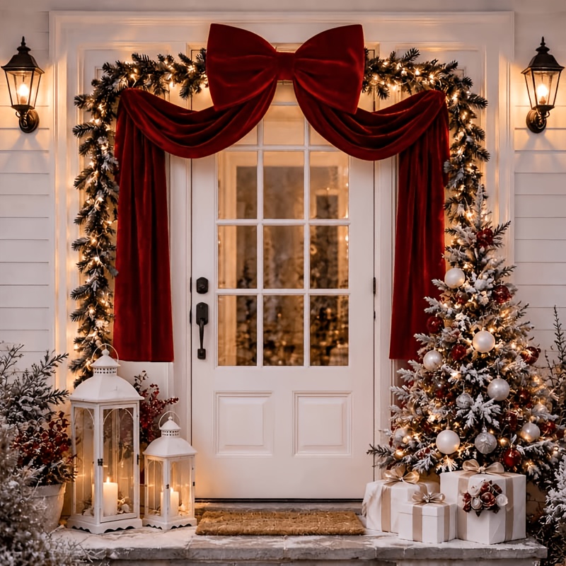 TEMU Fiocchi per albero di Natale, grandi fiocchi in velluto per decorazioni di alberi di Natale, 59" .6" Borotali enormi rossi per ghirlande, ,
