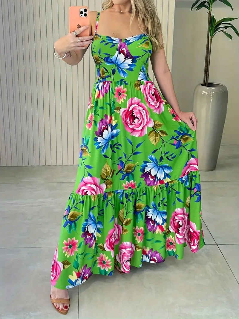womens floral print maxi dress vibrant orange - Temu womens floral print maxi dress vibrant orange - Temu