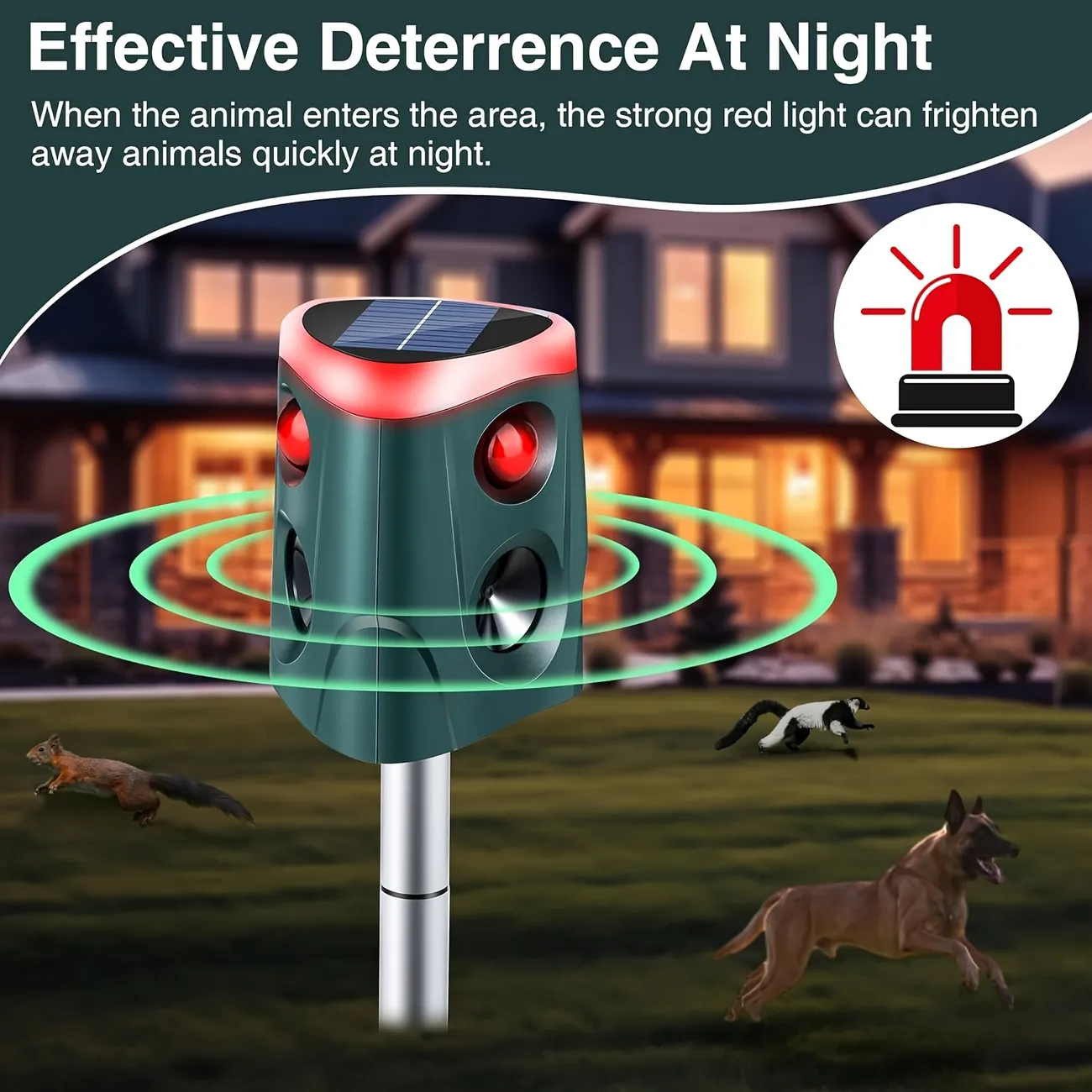360 Degree * Animal Repellent Outdoor Variable Frequency Ultrasonic Rodent Repellent LED Flashing Light Bird Repellent Suitable for * *