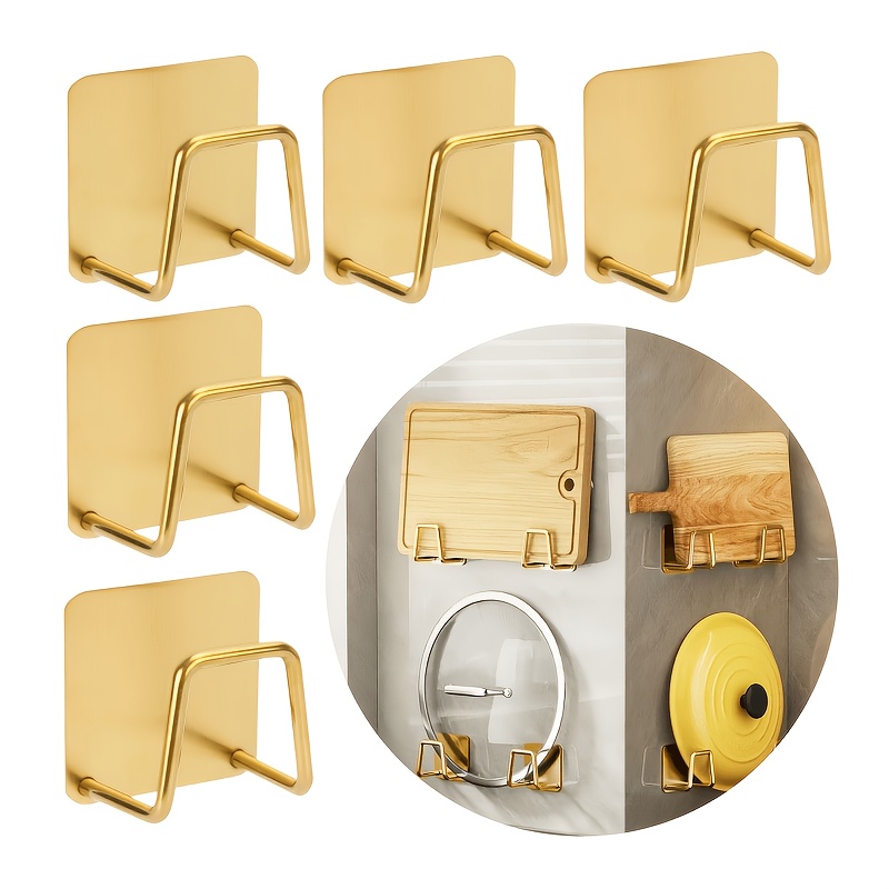 TEMU 5pcs Heavy-duty Stainless Over-sink Storage Hooks - No-drill Wall-mounted Suitable & Bathroom, Space-saving Sink Shelf With Hooks, Sink Drying