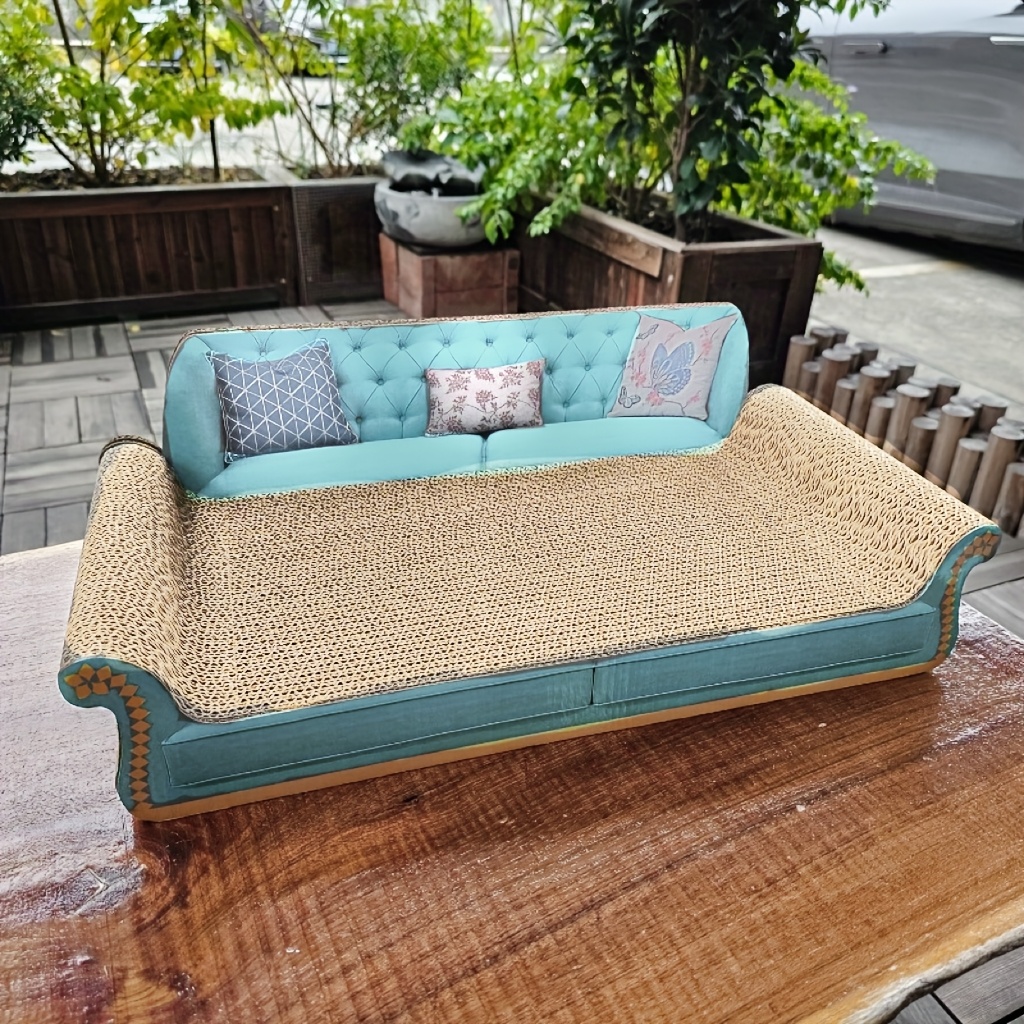 

1pc Hemp Cat Lounge Sofa With Scratching Pad, Cardboard Pet , Stylish Indoor Cat Furniture For