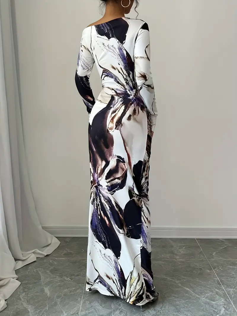 womens elegant full body floral asymmetrical shoulder long - Temu womens elegant full body floral asymmetrical shoulder long - Temu
