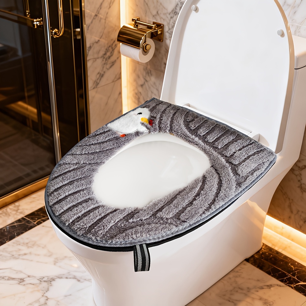 TEMU 1pc, Suitable For , Breathable, Soft And Comfortable, With A Zipper For , Easy To Clean, Cute Cartoon Design, Toilet Seat Cushion Cover,