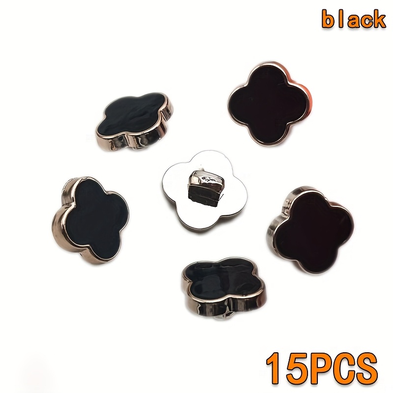 E-shop 30 Stück/15 Stück Kleeblatt-Kunststoffknöpfe, Frischer Stil Vielseitige Hemdknöpfe, Manschetten-Dekoknöpfe mit Öse, Schwarz-Weiße Knöpfe, 1,5 cm