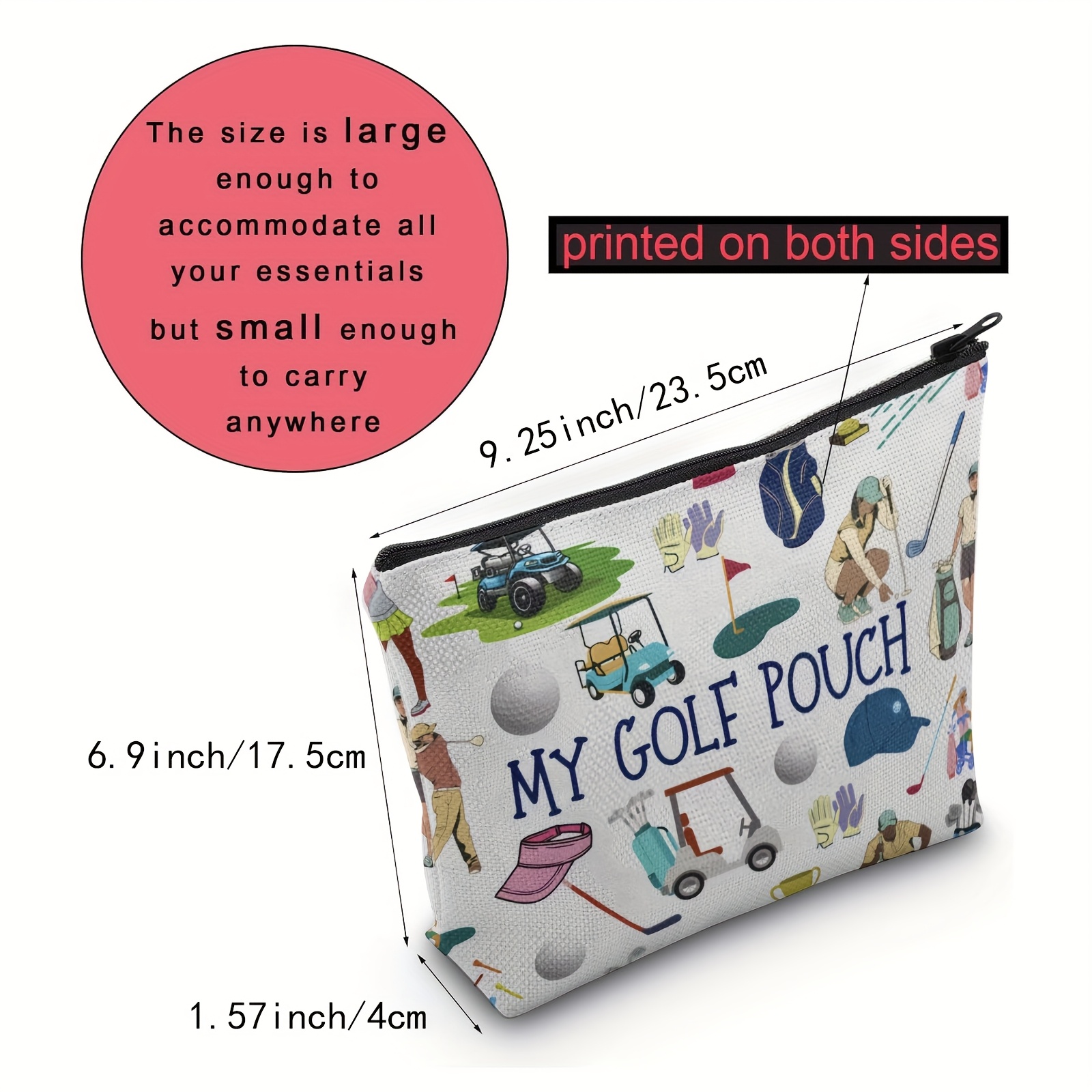 Golf Makeup Bag, .golf Pouch Utility Bag, Golfing Accessory, Golf Lover Gift, Small Storage Bag, Zipper Pouch, Sports Organizer, Golf Dad Gift