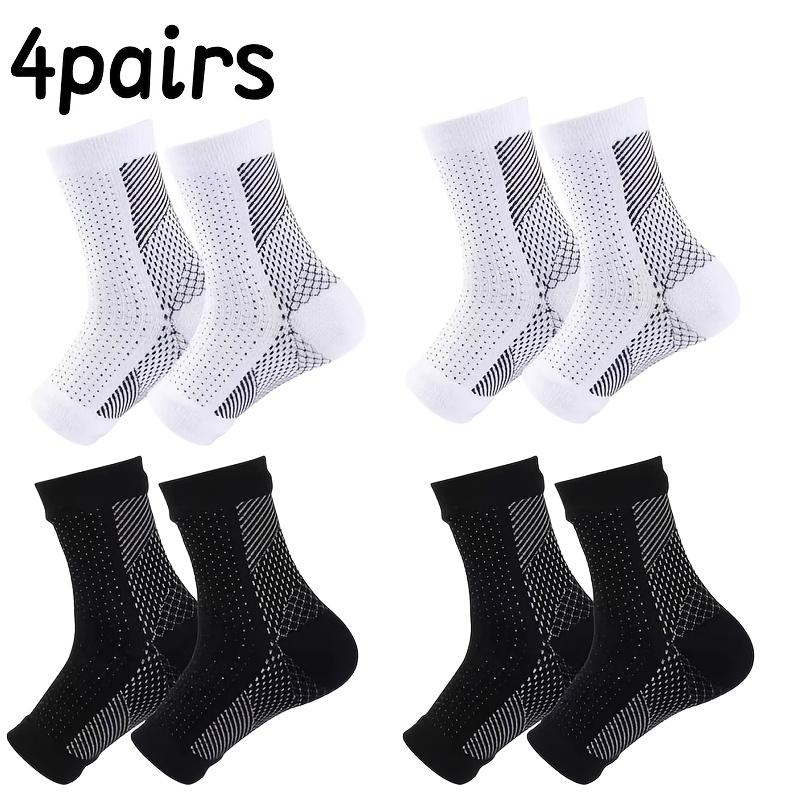 TEMU 4 Paires de Chaussettes de Compression Ouvertes à Bout Rond / Adaptées au Yoga / Sports de / Chaussettes à Bout Anti-Dérapantes / Absorbant la