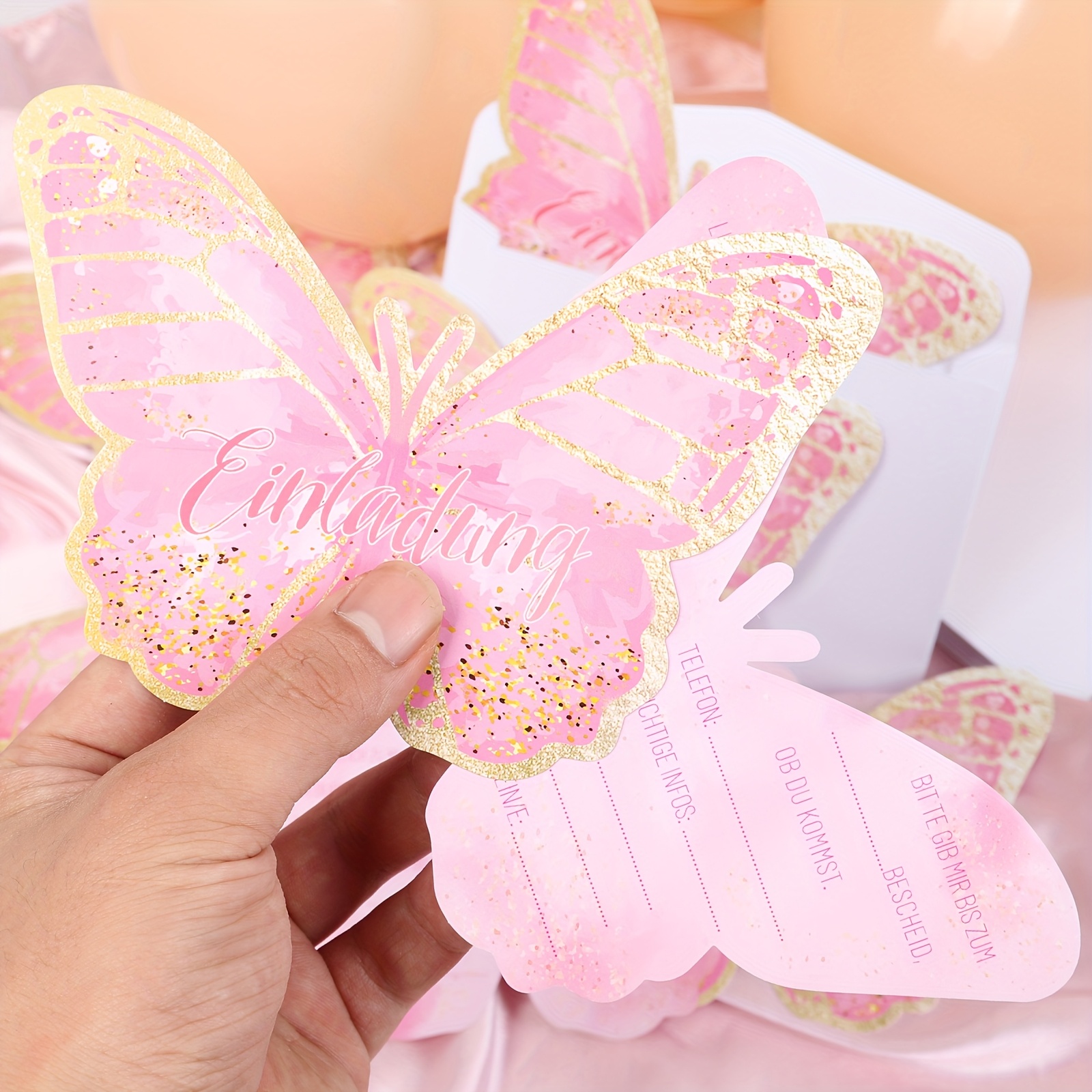 12pcs Invitation Cards For Birthdays, Anniversaries, Weddings & Valentine's Day - German Text