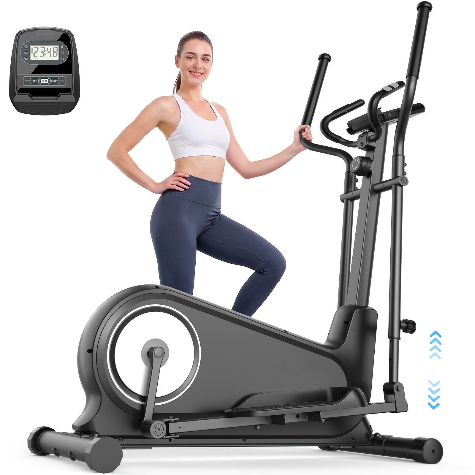 elliptical trainer a home elliptical with an   magnetic   system featuring 16   levels a foldable home elliptical with an lcd display a christmas gift for   Product details 1