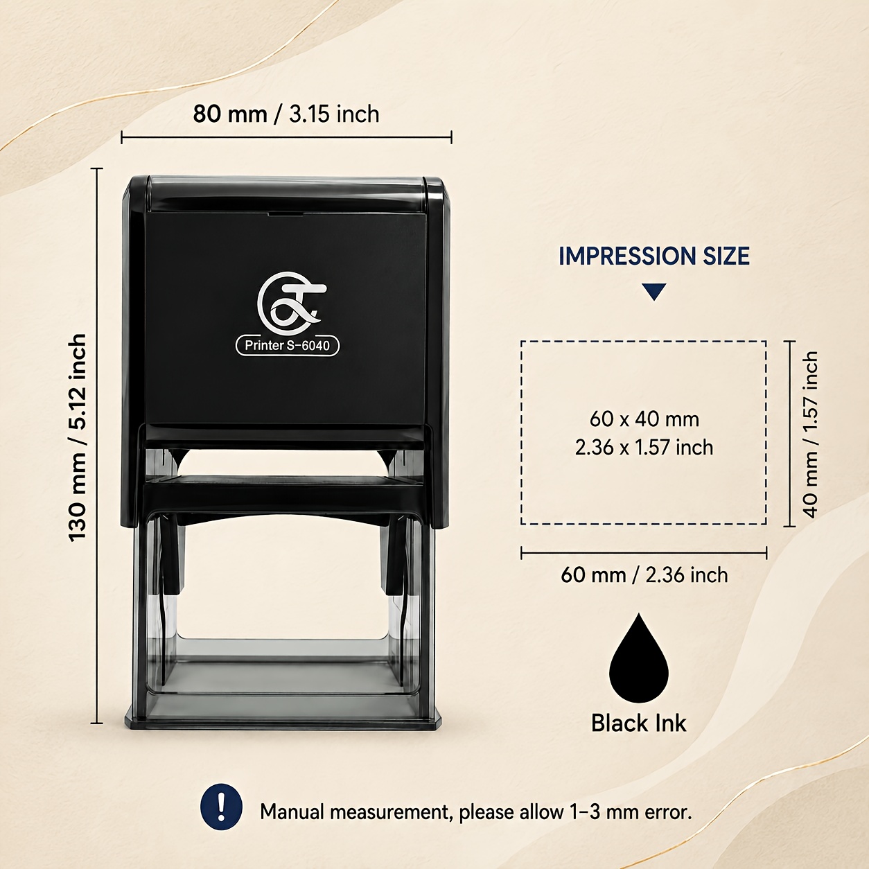 TEMU 60x40mm Custom Return Stamp With Picture, Personalized Rectangular Seal, Suitable For Shop Logo, Address, Packaging, Documents, And Office