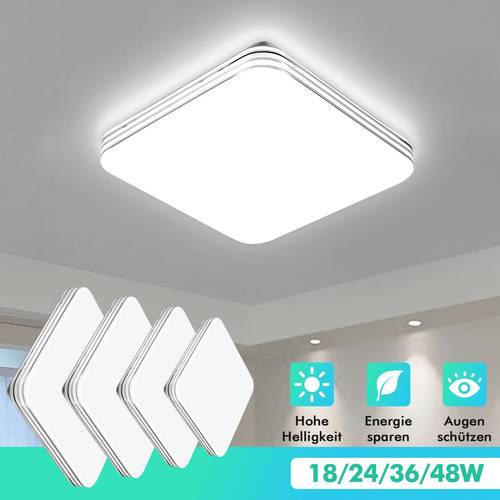 18W/24W/36W/48W Modern Ultra-Thin Square LED Ceiling Light Panel Suitable for Bathrooms, Kitchens, Bedrooms, Living Rooms, Offices - -Free & Glare- -Saving Lighting with, Semi-Recessed Installation for Home & Commercial Use